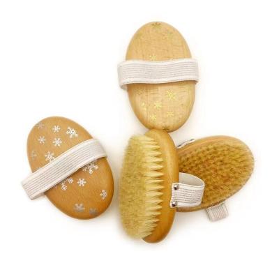 China EXFOLIATING Popular Boar Hair Bath Brush Long Handle Vegan Body Bath Scrub Dry Brush Christmas Item for sale