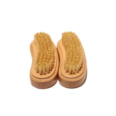 China Bamboo 2-1 Eco-Friendly Natural Wooden Nail Bean Shape Cleaning Brush for sale