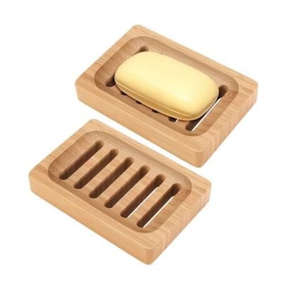 China EXFOLIATE Whole Sale Portable Bamboo Soap Dish Wooden Soap Dish Tray Holder Container With Drain For Bathroom Kitchen Sink for sale