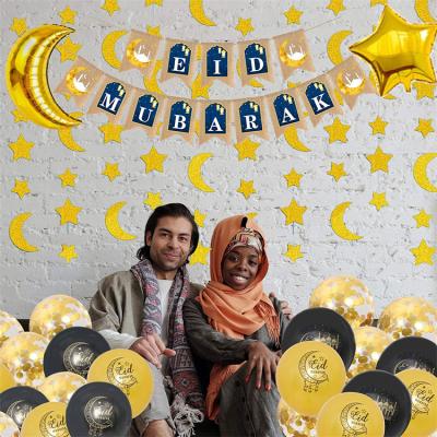 China Party decoration Ramadan decorations including balloons, gold glowing moon, star garlands for home zu verkaufen