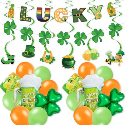 Cina Party Decoration St. Patrick's Day Party Supplies Props Lucky Clover Banner Decoration Set in vendita