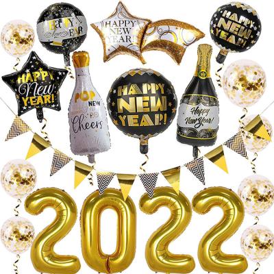 China 2022 Happy New Years Balloon Party Decoration Set New Year Foil Balloons and Confetti Balloons for New Years Eve Decor Party Supplies à venda