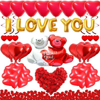 China Decoration wedding red heart balloon cover I love you balloon party decoration teddy bear border gold balloon à venda