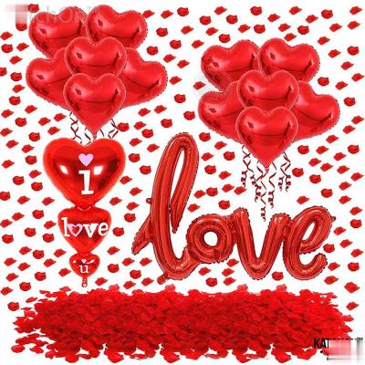 China Party Decoration Love Heart Balloon Rose Petal Valentine's Day Balloon Border RED Set à venda