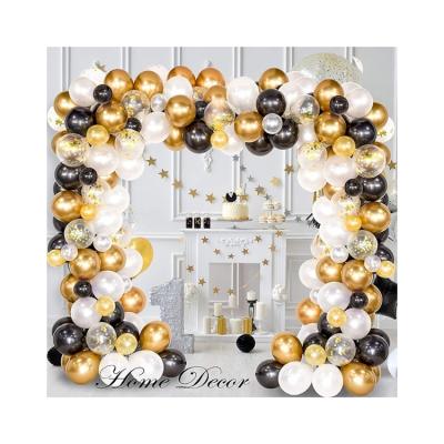 China Party Decoration China Tape Balloon Arch Manufacturer and Garland Set White Gold Confetti Metal Latex Balloons with 1 Piece of Tie Tool à venda