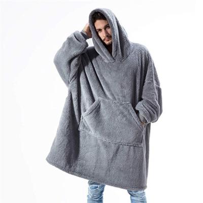 China Plush Microfiber Plush Fleece Sweatshirt Women's Oversized Wearable Sleeves Oversized Hoodie Blanket for sale