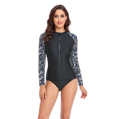 China Tops UPF50 Zip Up Rash Guard UPF 50+ Long Sleeve One Piece Swimsuit Women UV Protection Rash Guard for sale