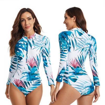 China UPF50 Rashguard Long Sleeve Womens UPF 50+ Rash Guard Sun Protection Swim Shirt Manga Rash Larga Floral Print for sale