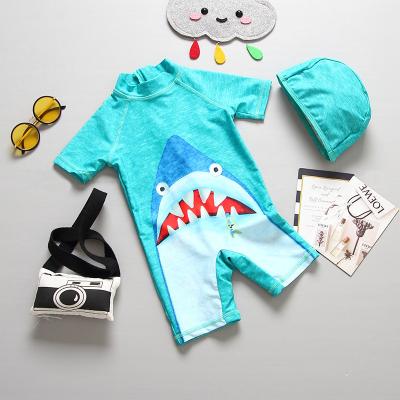 China Rash Guard One Piece Swimsuit Short Sleeve UPF 50+ Sun Protection Breathable Boys Swimsuit The Shark Kids Swimsuit for sale