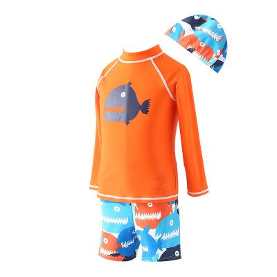 China Breathable Boys Guard Swimsuits Kids Long Sleeve Sunsuit Two-Piece Rash Swimwear Sets Fish Shark Swimsuit Kids Bathing Suit for sale