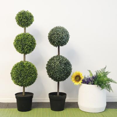 China Retro Modern Outdoor Decorative Ornamental Plastic Artificial Tree Green Plants Boxwood Pruning Plant for sale