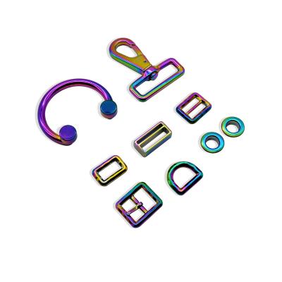 China Eco-friendly custom wholesale gold metal logo 20mm/25mm/30mm/35mm/40mm rainbow handbag hardware accessories bag parts for sale