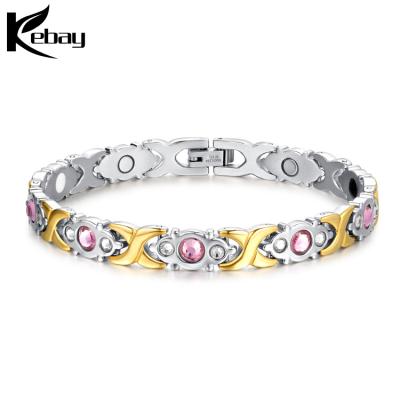 China Women Fashion Crystal Healthy Women Jewelry Stainless Steel Magnetic Bracelet for sale