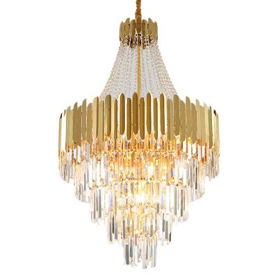 China Wholesale Modern Mail Gold and Building Villa Crystal Luxury Hotel Staircase Hotel Lobby Engineering Chandelier for sale