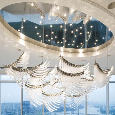 China Modern Villa Concert Chandelier Non-standard Luxury Hotel Hall Acrylic Feather Custom Chandelier for sale