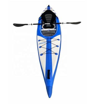 China Fishing Touring Single Person Polyethylene Drop Stitch Canoe Sit On Top Origami Portable Foldable Kayak With Paddle For Fishing HL-K1 for sale