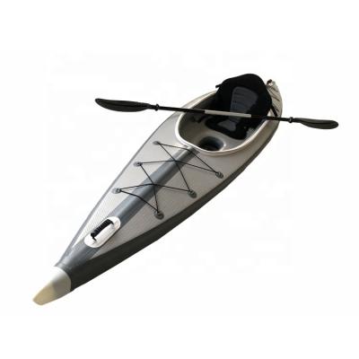 China HILEAF K1 Water Sports Promotional Kayak Gray Bar Single Canoe Fishing Inflatable Boat With Drop Stitch Hardware For Sale for sale