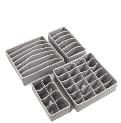 China 4 Sets Folding Cardboard Closet Drawer Foldable Nonwoven Underwear Boxes Bra Storage Boxes for sale