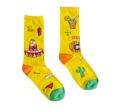 China Trendy Popular Colorful Dress Women Socks , Jacquard Logo Stylish Dress Socks Girls Cotton Socks for sale