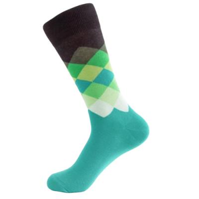 China Creative Trendy Mens Socks Colorful Design Cotton Material Custom Logo Dress Crew Socks for sale