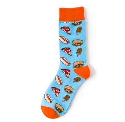 China Trendy Men's Stylish gourmet burger pizza cartoon cotton socks creative personality socks for sale