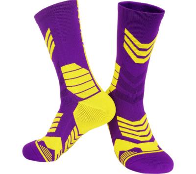 China Professional Custom Sports Purple Athletic Racing Cycling Soccer Basketball Socks for sale