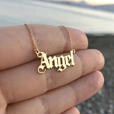 China Personalized Eco-Friendly Angel English Necklace Letter Pendants Stainless Steel Mom Lovers Girlfriend Jewelry Gift for Girlfriend for sale