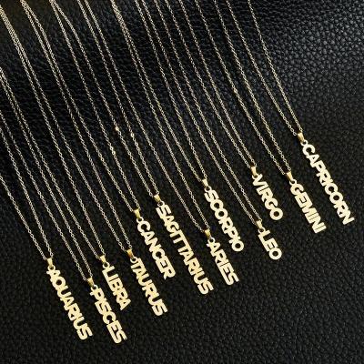 China New Fashion Friendly Material Zodiac Sign Necklace Women Jewelry Gold Plated Stainless Steel Letter Zodiac Pendant Necklace for sale