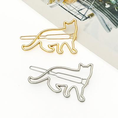 China Korean Small Fresh And Simple Women Metal Cat Shape Barrettes Hairpin Hair Jewelry Accessories for sale