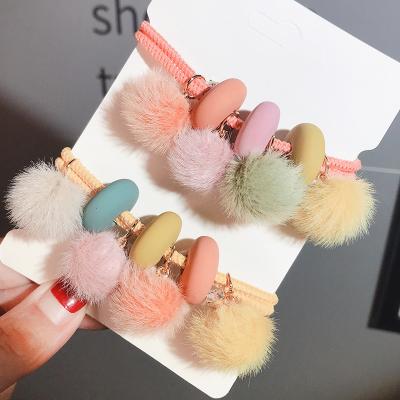 China Small Korean Cute Women's Faux Fur Hair Ball Plush Rope Hair Scrunchie Ponytail Holder Elastic Bands Women Girls Colorful Elastic Hair Bands for sale