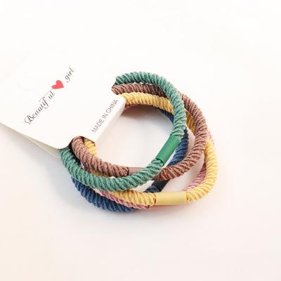 China 5 PCS/Set Small Korean Fresh And Simple Handmade Woven Colorful Elastic Gum Tie Band Elastic Hair Band Ponytail Holders Women Girl for sale