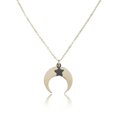 China Customized Eco Friendly Fashion Stainless Steel Moon Necklace Boho Jewelry Enfashion Moon Pendant Gift for sale