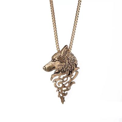 China Hip Hop Eco-Friendly Celtic Gold Pagan Wolf Pagan Viking Norse Animal Pendant Necklace for sale