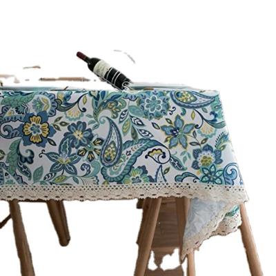 China 52X52 Inch Square Paisley Waterproof Outdoor/Indoor Tablecloths With Lace Edge, Water And Stain Resistant Table Cloth for sale