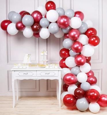 China Party Decorations New Product 80 Pcs Latex Balloon Arch Red Gray White Bridge For Christmas Marriage Proposal Party Red Balloon Garland Decoration for sale