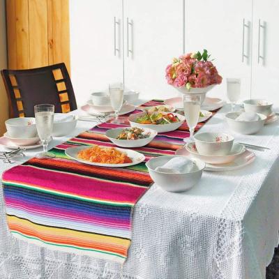 China Waterproof Mexican Table Runner Mexican Party Wedding Decorations Fringe Cotton Serape Covering Table Runner for sale