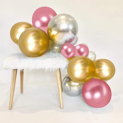 China 50pcs Romantic Gold Silver Chrome Metallic 12 Inch Balloons Pink Metallic Party Balloons For Wedding Birthday Party Decoration for sale