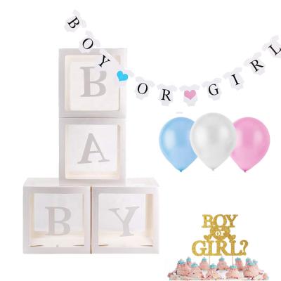 China Gender Reveal Party Decorations Party PVC Box Decorations Boy or Girl Banner and BABY Balloon Box for Baby Reveal Baby Shower Party Supplies for sale