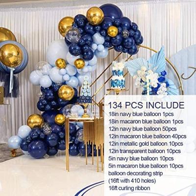 China Paty Decoration Navy Blue Balloon Arch Garland Kit-Macaron Blue Gold Metallic Balloon for Birthday, Baby Shower for sale