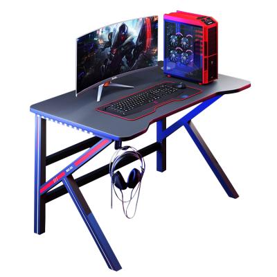 China Foldable K Shaped Leg Gamer Computer Desktop PC Laptop Gaming Desk Workstation with Earphone Hook for Home Use for sale