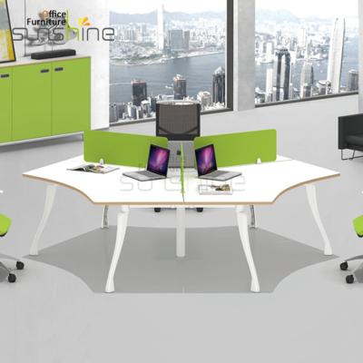 China Commercial Furniture Round Shaped 3 Person Office Workstation for sale