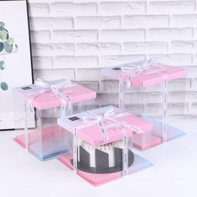 China 6/8/10/12 inch Double Layer Size Gradient Birthday Cake Box Packaging Box Single Logo Food DanaTransparent Cake Box for sale