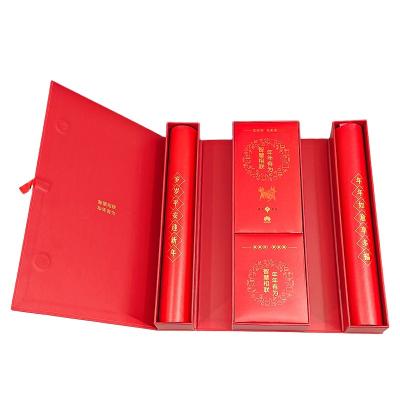 China Handmade Luxury Red Flower Envelope Gift Wrapping Pearl Paper Touch Feeling Red Flower Paper Packages for sale