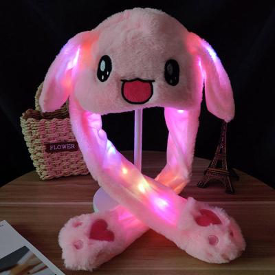 China Hot Selling Hair Decoration Led Movable Rabbit Cap Hats Ears Rabbit Funny Plush Hat With Movable Ears for sale