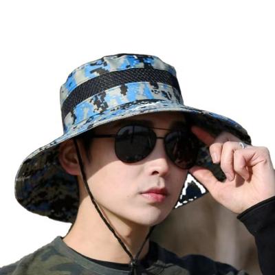 China Fashion\New Comfortable Custom Wide Men\durable Chin Strap Sun Hat Summer Hat Outdoor Camouflage Increase Fishing Sun Hat for sale