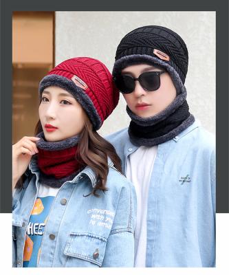 China Custom Made Thick Knitted Logo Scarf Hat Set Unisex Ski Outdoor Sports Fashion Hat\Winter Warm Comfortable\Durable Sale for sale