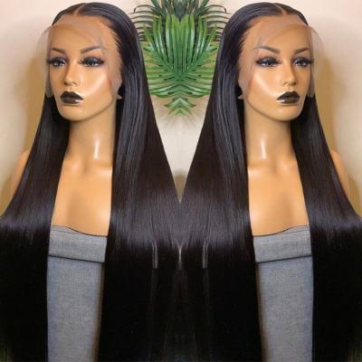 China Raw Body Wave 100% Human Hair Cheap 40 Inch Natural Straight Hair 360 Full Lace Wigs For Sale Online for sale