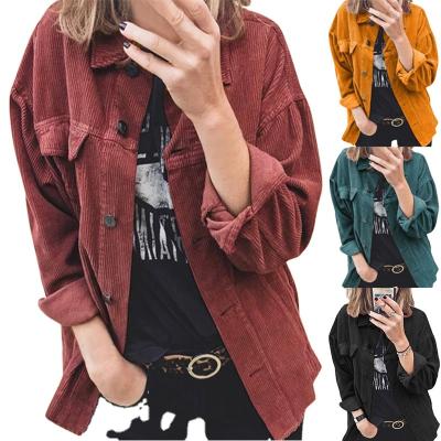 China 2021 Autumn and winter new style casual women's corduroy Amazon ladies jacket button corduroy jacket with women's casual shirt for sale