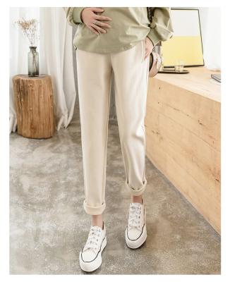 China Autumn and winter high quality models base winter wool pants use thick plus velvet maternity clothes maternity pants for sale