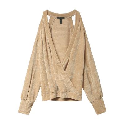 China Anti-pilling Fashionable Product Wrap Loose Cross Front V-Neckline Tender Sweaters Long For Women for sale